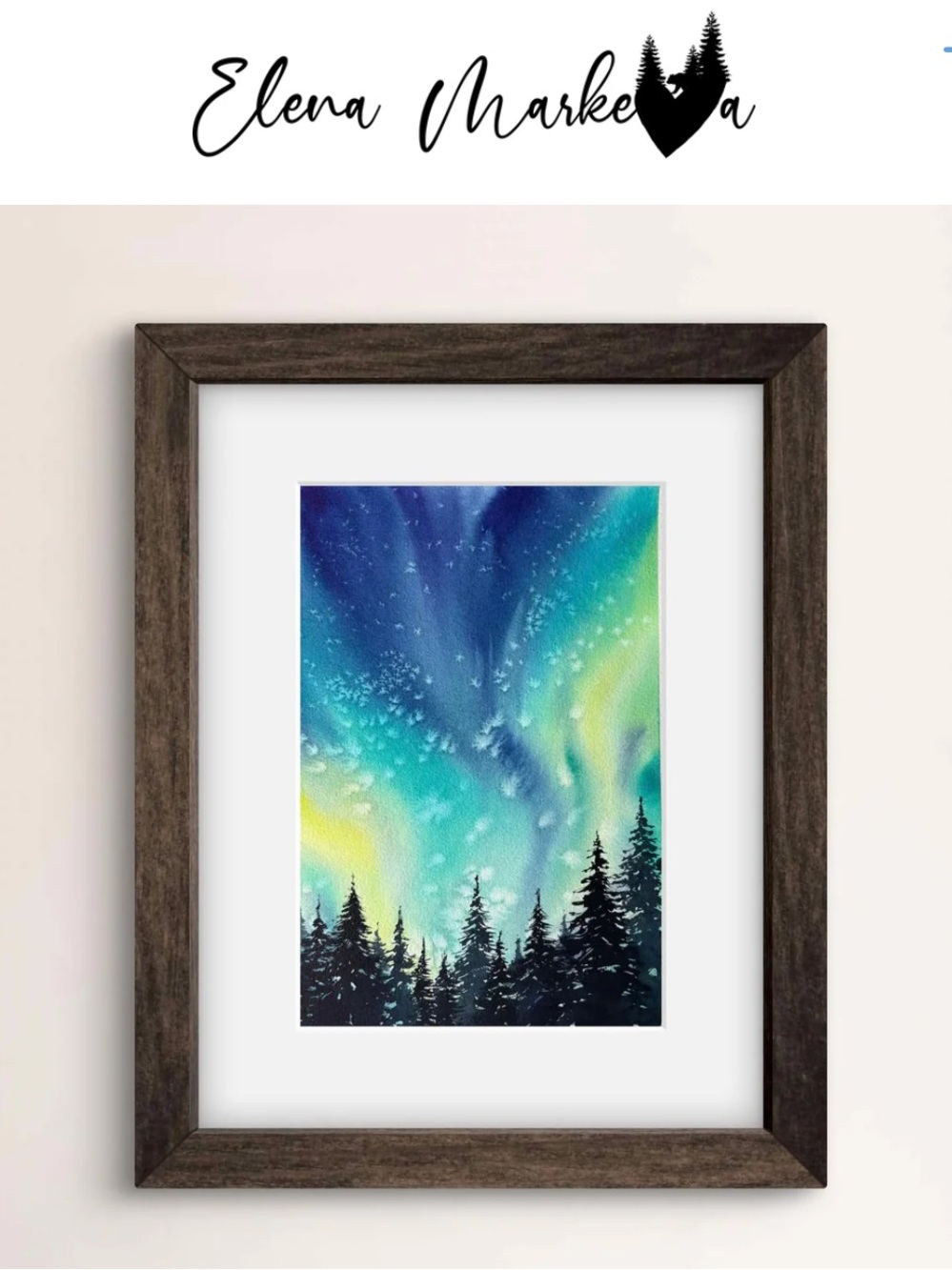 “Auroras Whisper” Northern Lights Art Print Canadian Artist Watercolor